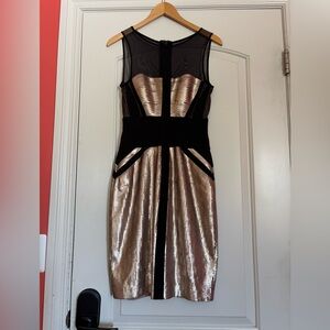 BCBG Women’s XS Elegant Black and Rose Gold Sequence Dress